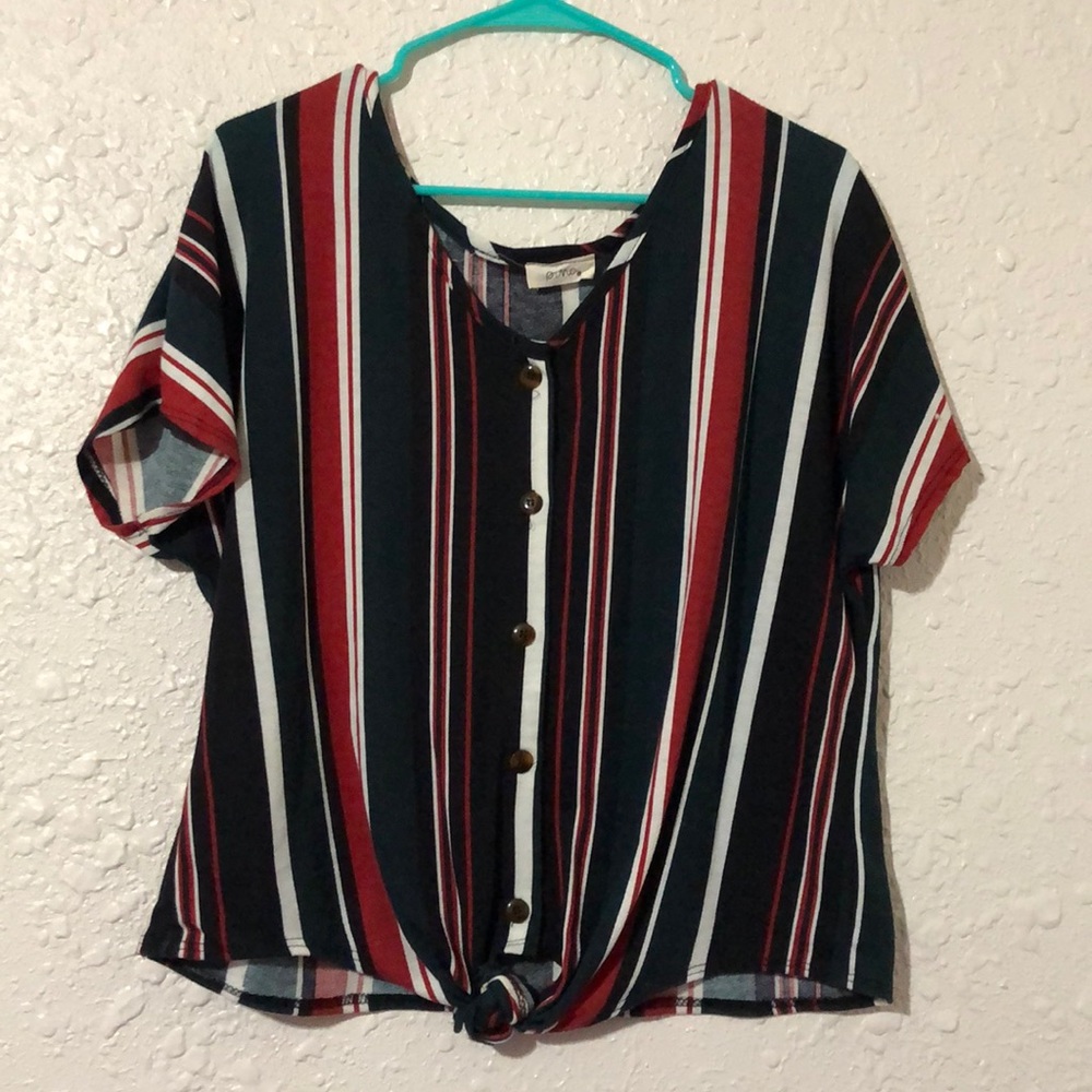 PINC stripped , cropped shirt. size L
